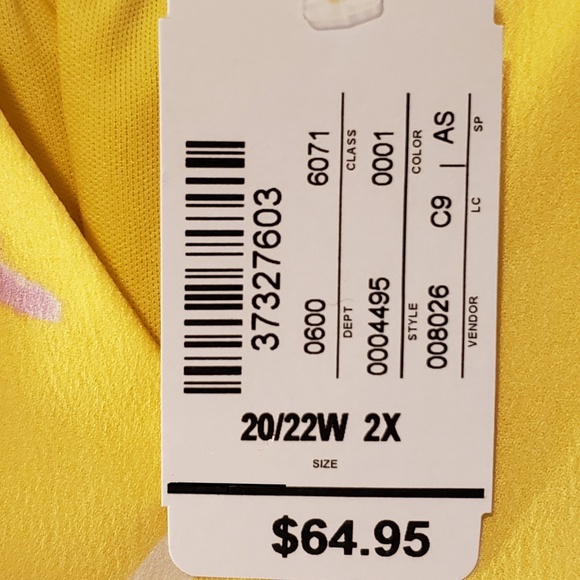 CJ Banks Dress - Plus Size 2x, Midi, Yellow, Foral - Picture 3 of 8